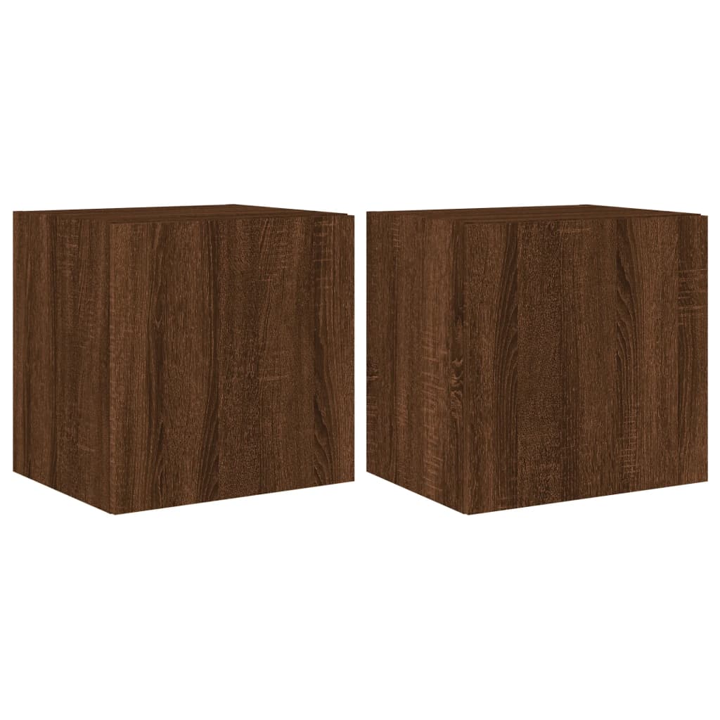 TV-Møbel Brun Eik Tv-benker med LED-lys 2 stk 40,5x35x40 cm