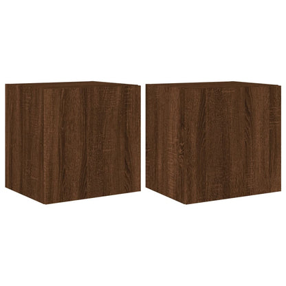 TV-Møbel Brun Eik Tv-benker med LED-lys 2 stk 40,5x35x40 cm