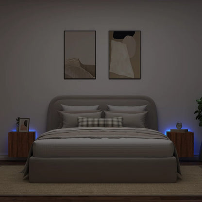 TV-Møbel Brun Eik Tv-benker med LED-lys 2 stk 40,5x35x40 cm