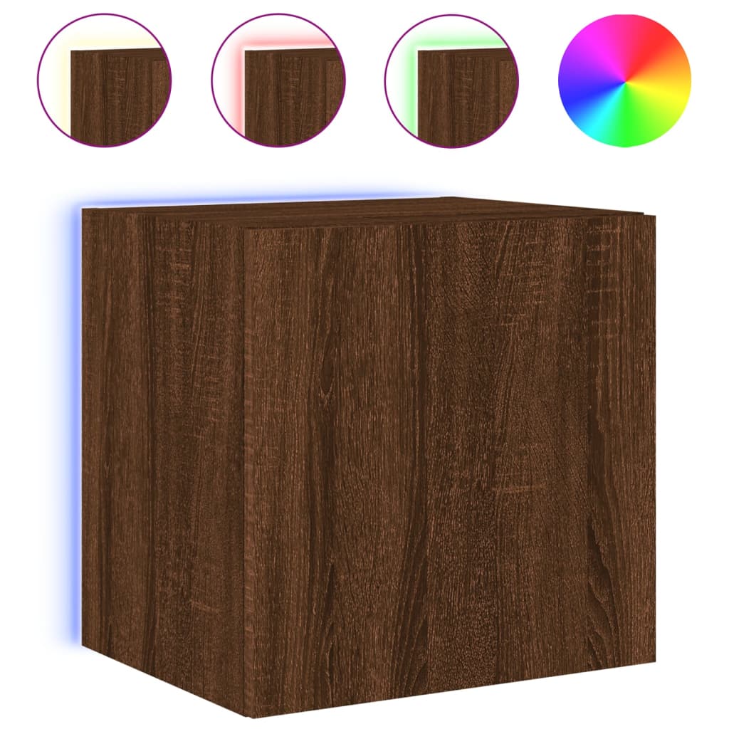 TV-Møbel Brun Eik Tv-benker med LED-lys 2 stk 40,5x35x40 cm