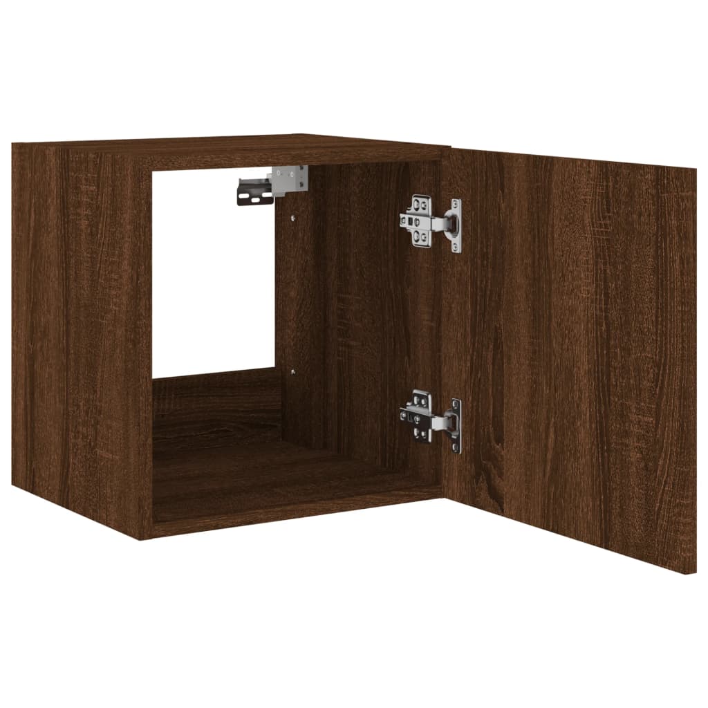 TV-Møbel Brun Eik Tv-benker med LED-lys 2 stk 40,5x35x40 cm
