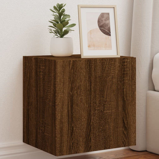 TV-Møbel Brun Eik Tv-benker med LED-lys 2 stk 40,5x35x40 cm