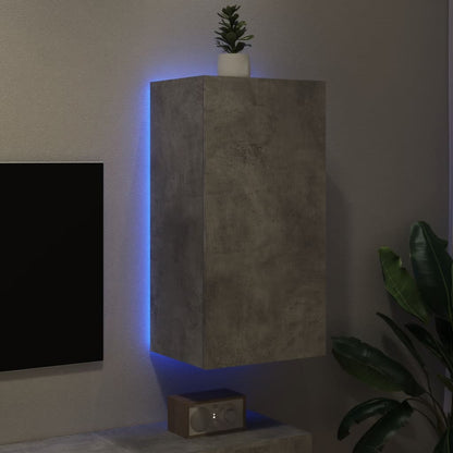 TV-Møbel Betonggrå Tv-benk med LED-lys 40,5x35x80 cm