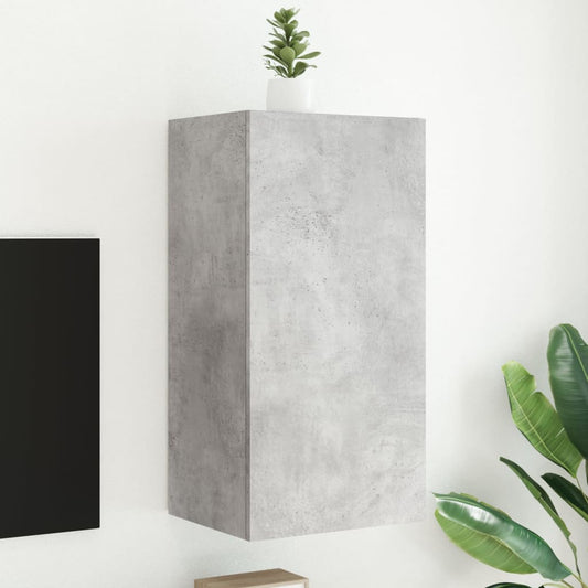 TV-Møbel Betonggrå Tv-benk med LED-lys 40,5x35x80 cm