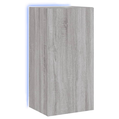 TV-Møbel Sonoma Grå Tv-benk med LED-lys 40,5x35x80 cm