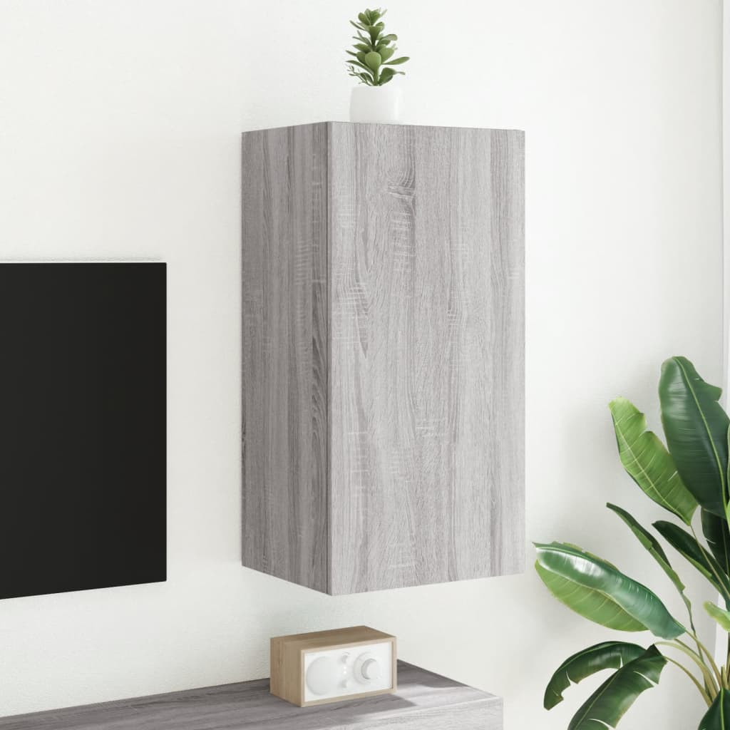 TV-Møbel Sonoma Grå Tv-benk med LED-lys 40,5x35x80 cm