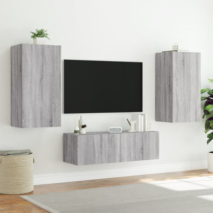TV-Møbel Sonoma Grå Tv-benk med LED-lys 40,5x35x80 cm