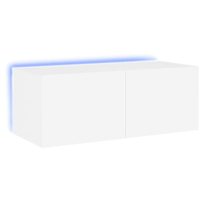 TV-Møbel Hvit Tv-benk med LED 80x35x31 cm