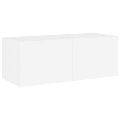 TV-Møbel Hvit Tv-benk med LED 80x35x31 cm