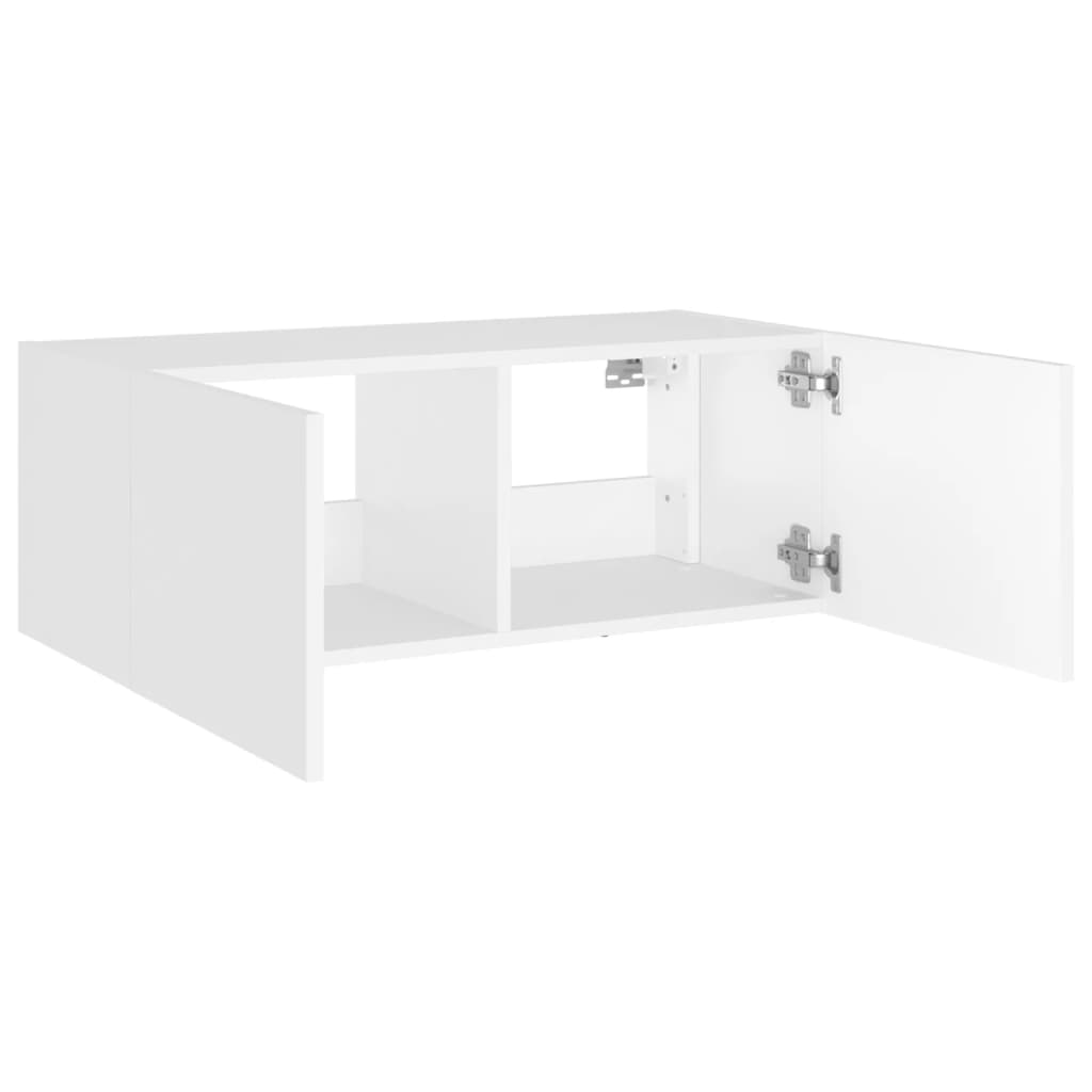 TV-Møbel Hvit Tv-benk med LED 80x35x31 cm