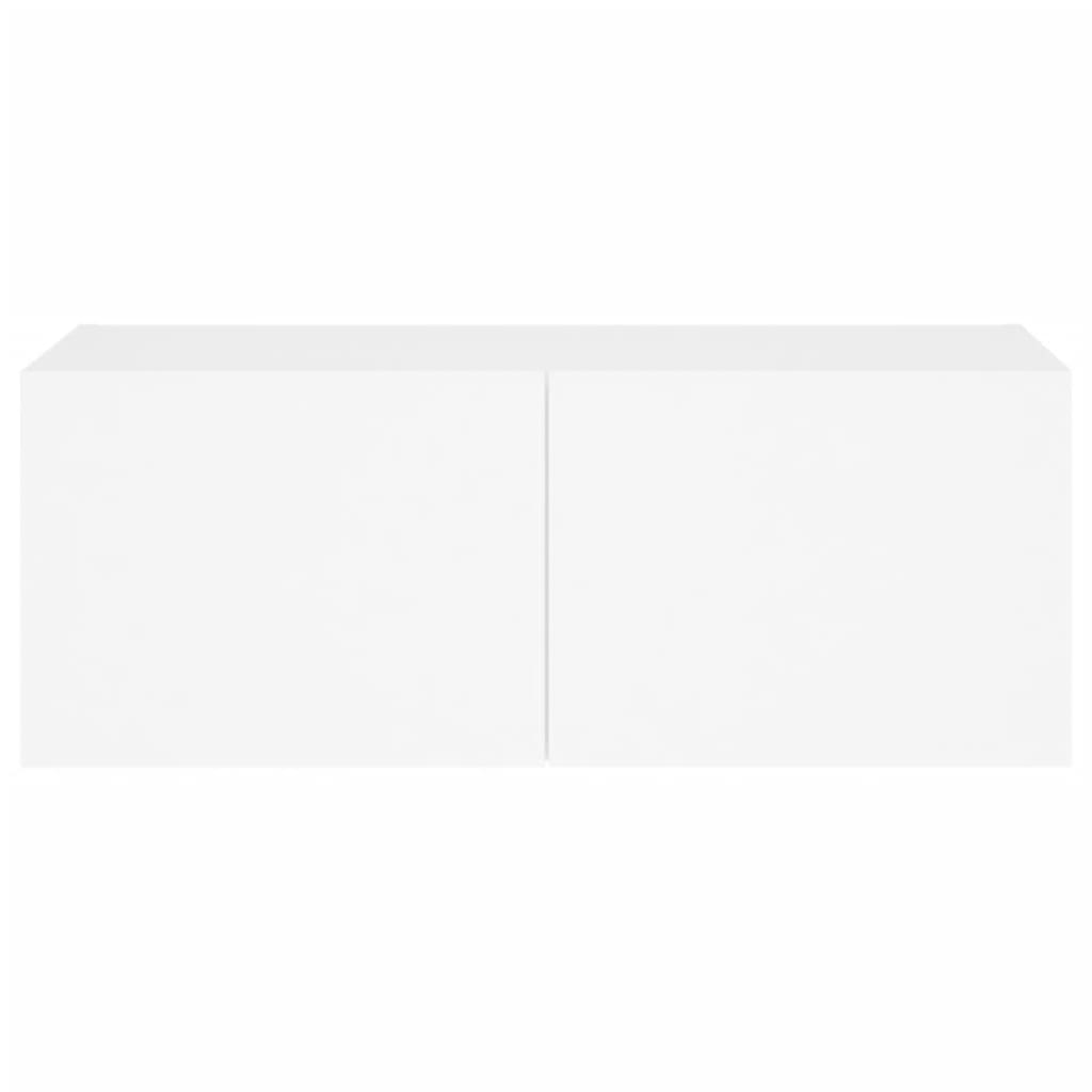 TV-Møbel Hvit Tv-benk med LED 80x35x31 cm