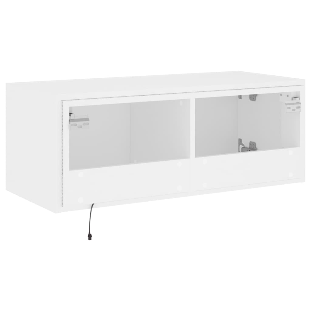 TV-Møbel Hvit Tv-benk med LED 80x35x31 cm