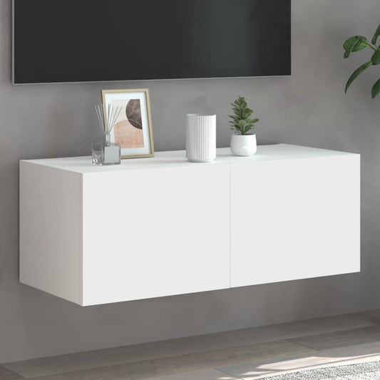 TV-Møbel Hvit Tv-benk med LED 80x35x31 cm