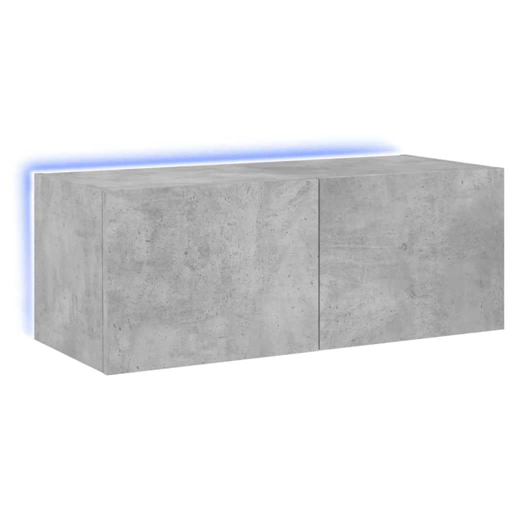 TV-Møbel Betonggrå Tv-benk med LED-lys 80x35x31 cm