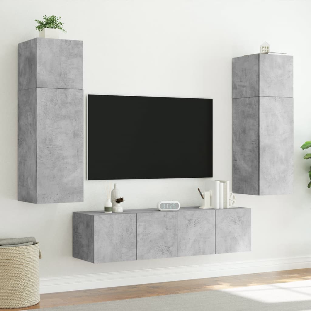 TV-Møbel Betonggrå Tv-benk med LED-lys 80x35x31 cm