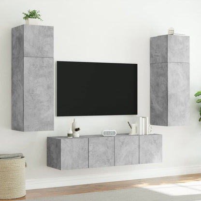 TV-Møbel Betonggrå Tv-benk med LED-lys 80x35x31 cm