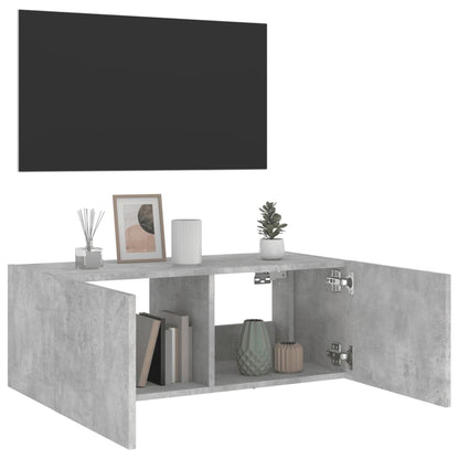 TV-Møbel Betonggrå Tv-benk med LED-lys 80x35x31 cm