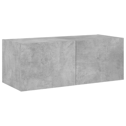 TV-Møbel Betonggrå Tv-benk med LED-lys 80x35x31 cm