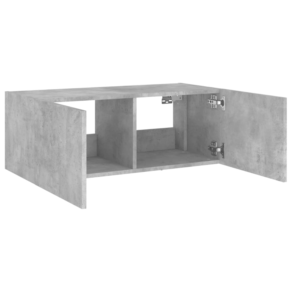 TV-Møbel Betonggrå Tv-benk med LED-lys 80x35x31 cm