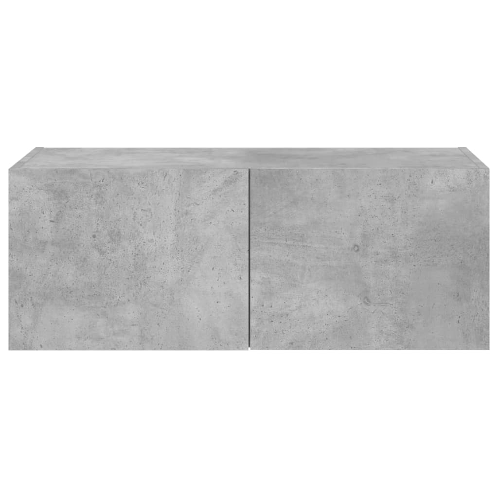 TV-Møbel Betonggrå Tv-benk med LED-lys 80x35x31 cm
