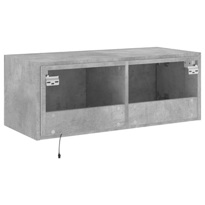 TV-Møbel Betonggrå Tv-benk med LED-lys 80x35x31 cm