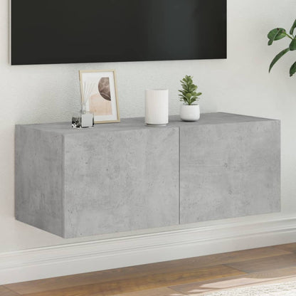TV-Møbel Betonggrå Tv-benk med LED-lys 80x35x31 cm