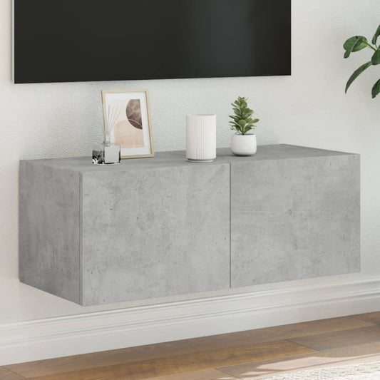 TV-Møbel Betonggrå Tv-benk med LED-lys 80x35x31 cm