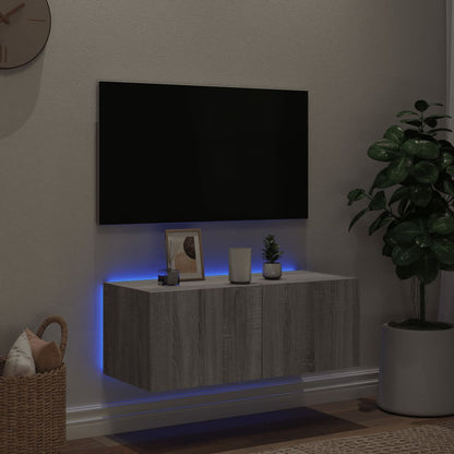 TV-Møbel Sonoma Grå Tv-benk med LED 80x35x31 cm