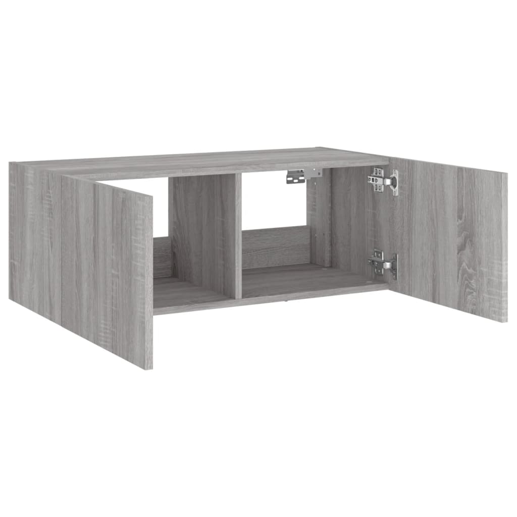 TV-Møbel Sonoma Grå Tv-benk med LED 80x35x31 cm