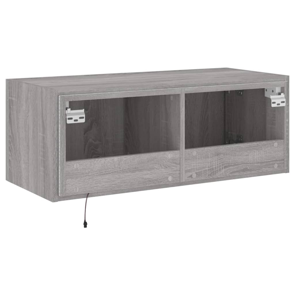 TV-Møbel Sonoma Grå Tv-benk med LED 80x35x31 cm