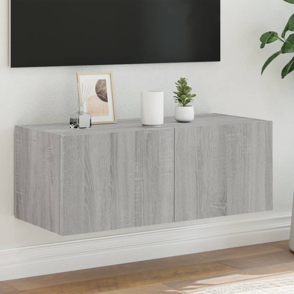 TV-Møbel Sonoma Grå Tv-benk med LED 80x35x31 cm