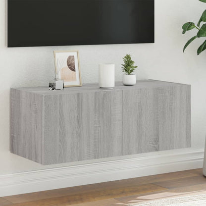TV-Møbel Sonoma Grå Tv-benk med LED 80x35x31 cm