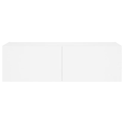 TV-Møbel Hvit Vegghengt TV-benk med LED 100x35x31 cm