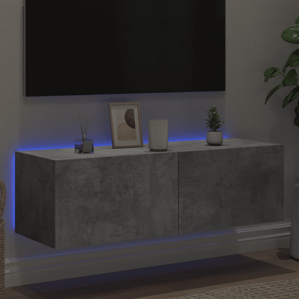 TV-Møbel Betonggrå Tv-benk med LED-lys 100x35x31 cm