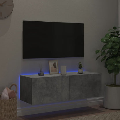 TV-Møbel Betonggrå Tv-benk med LED-lys 100x35x31 cm