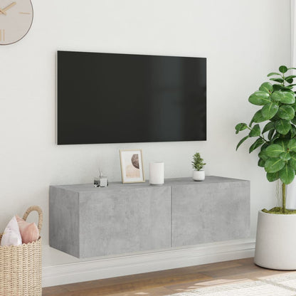 TV-Møbel Betonggrå Tv-benk med LED-lys 100x35x31 cm