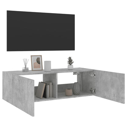 TV-Møbel Betonggrå Tv-benk med LED-lys 100x35x31 cm