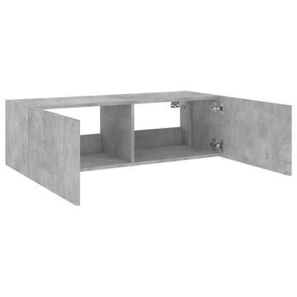 TV-Møbel Betonggrå Tv-benk med LED-lys 100x35x31 cm