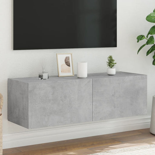 TV-Møbel Betonggrå Tv-benk med LED-lys 100x35x31 cm