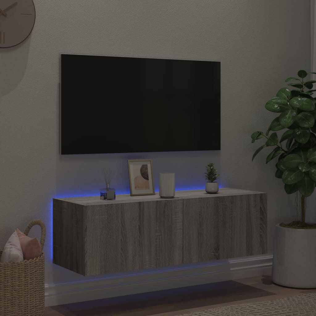 TV-Møbel Sonoma Grå Tv-benk med LED 100x35x31 cm