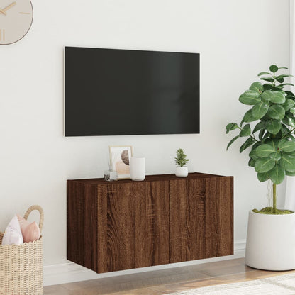 TV-Møbel Brun Eik Vegghengt TV-benk med LED 80x35x41 cm