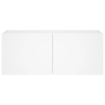 TV-Møbel Hvit Vegghengt TV-benk med LED 100x35x41 cm