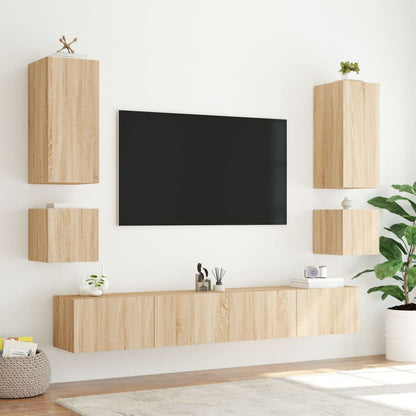 TV-Møbel Sonoma Eik Vegghengt TV-benk med LED 100x35x41 cm