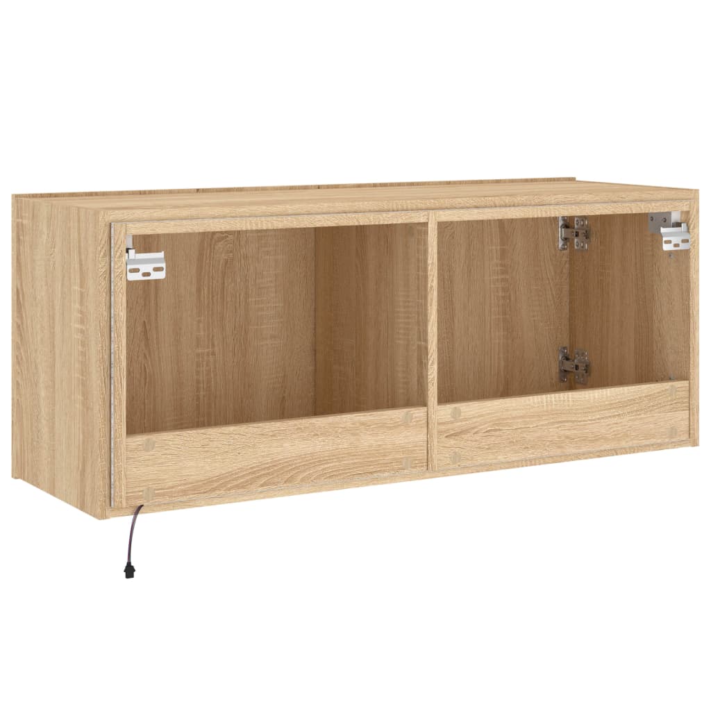 TV-Møbel Sonoma Eik Vegghengt TV-benk med LED 100x35x41 cm