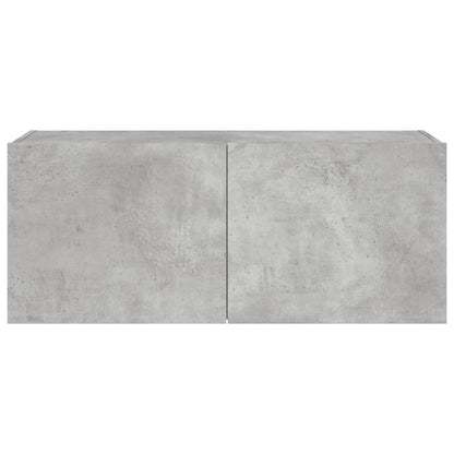 TV-Møbel Betonggrå Vegghengt TV-benk med LED-lys 100x35x41 cm