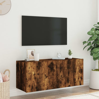 TV-Møbel Røkt EikTV-benk med LED 100x35x41 cm