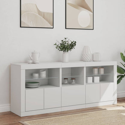 Skjenk Hvit med LED-lys 162x37x67 cm