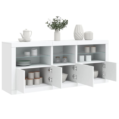 Skjenk Hvit med LED-lys 162x37x67 cm