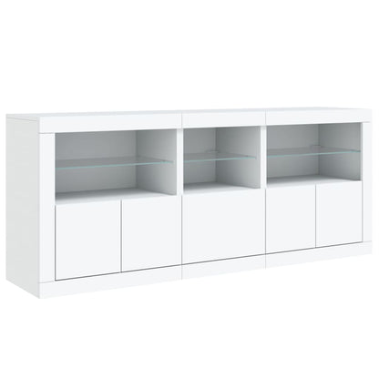 Skjenk Hvit med LED-lys 162x37x67 cm