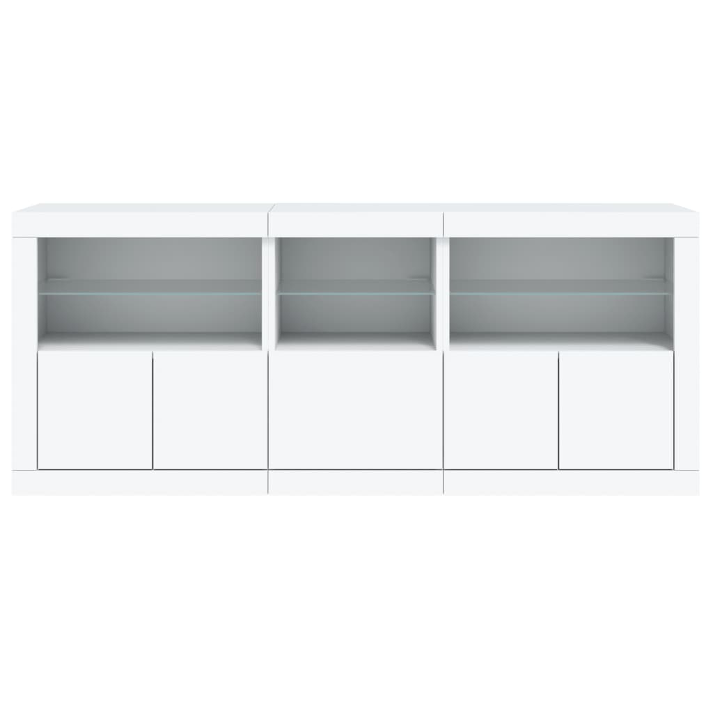 Skjenk Hvit med LED-lys 162x37x67 cm